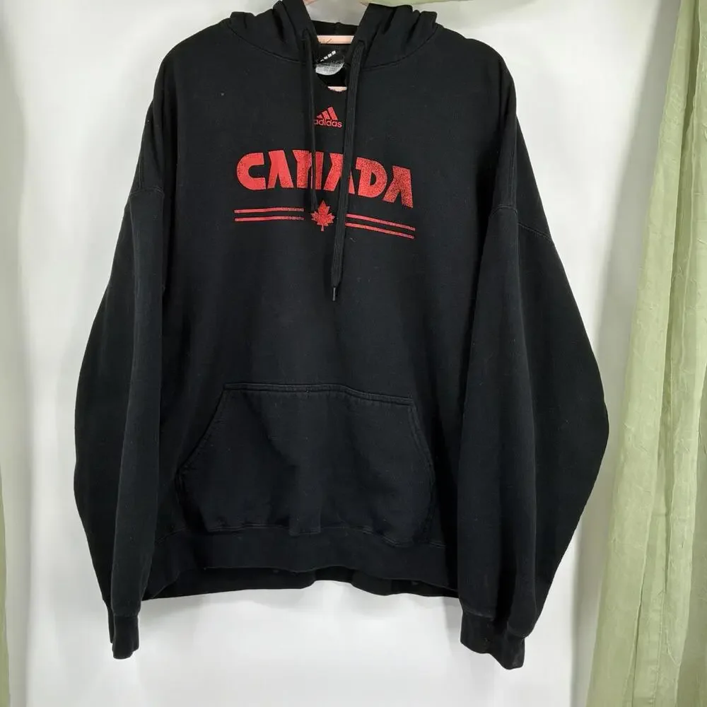 Men’s Adidas Canada Black And Red Hoodie 2XL
